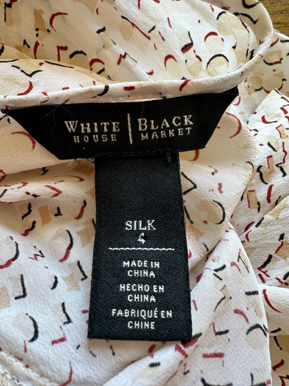 White House Black Market 100% Silk Cream Long-Sleeve Blouse Open Back Detail - Picture 6 of 9